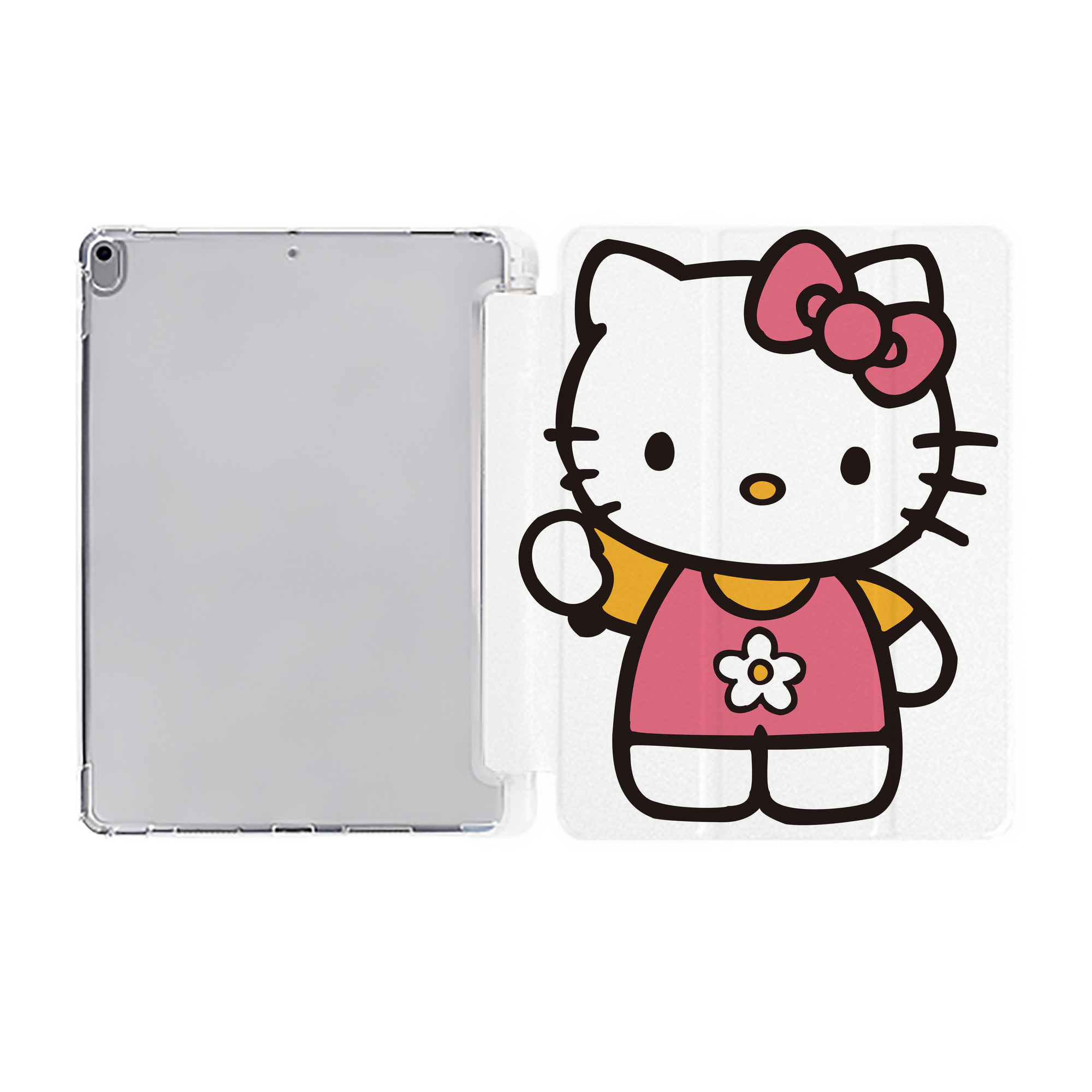 （画像用） Hello Kitty ハローキティ IPad ケース ペン収納付き 三つ折りスタンド PUレザー×シリコン 対応機種9.5/10.5/10.9インチ